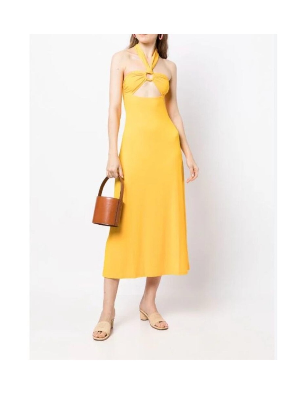 NWT Solid & Striped Tati Halter Neck Midi Dress Yellow Butterscotch size small